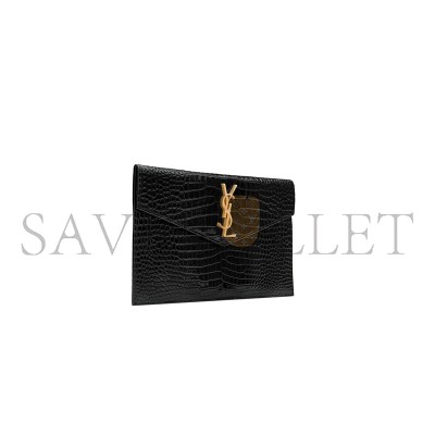 YSL UPTOWN POUCH IN CROCODILE-EMBOSSED SHINY LEATHER 565739DND0J1000 (27*16*2cm)